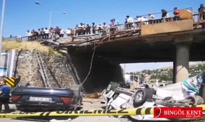 Erzurum’da 2 araç köprüden uçtu